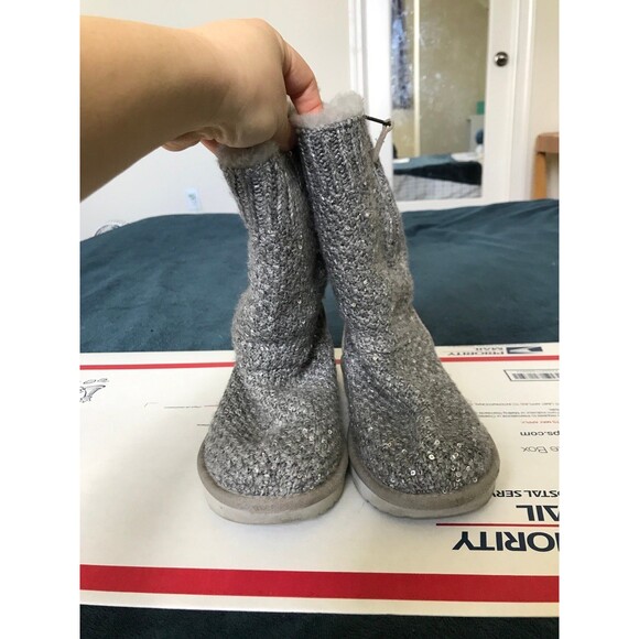 UGG Australia gray kids Sequin Boots 1104669K size 3 eu35 - Picture 2 of 10